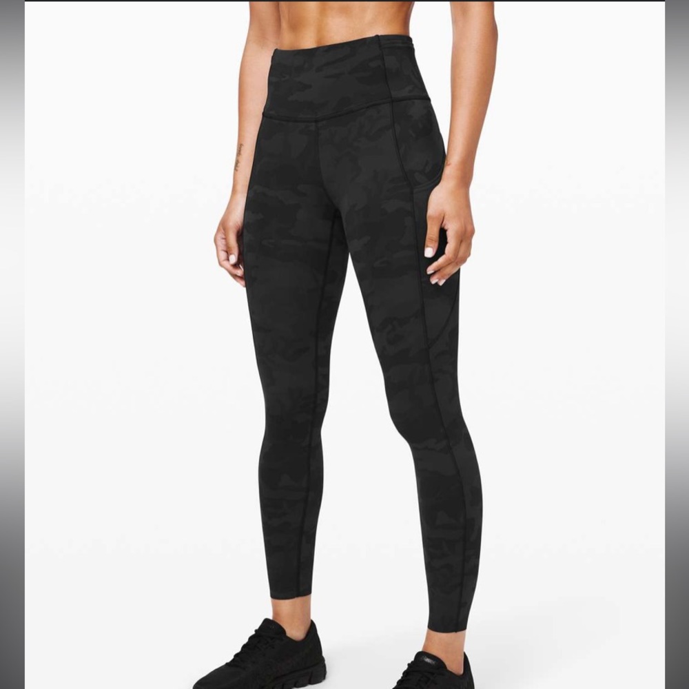 Lululemon Black Camo Fast and Free Leggings